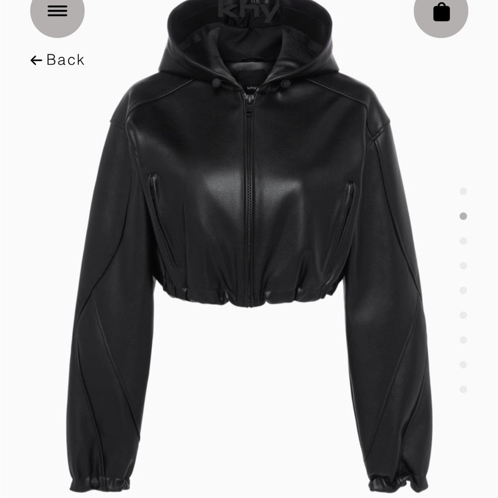 Sleek Black Leather Hooded Jacket for Women